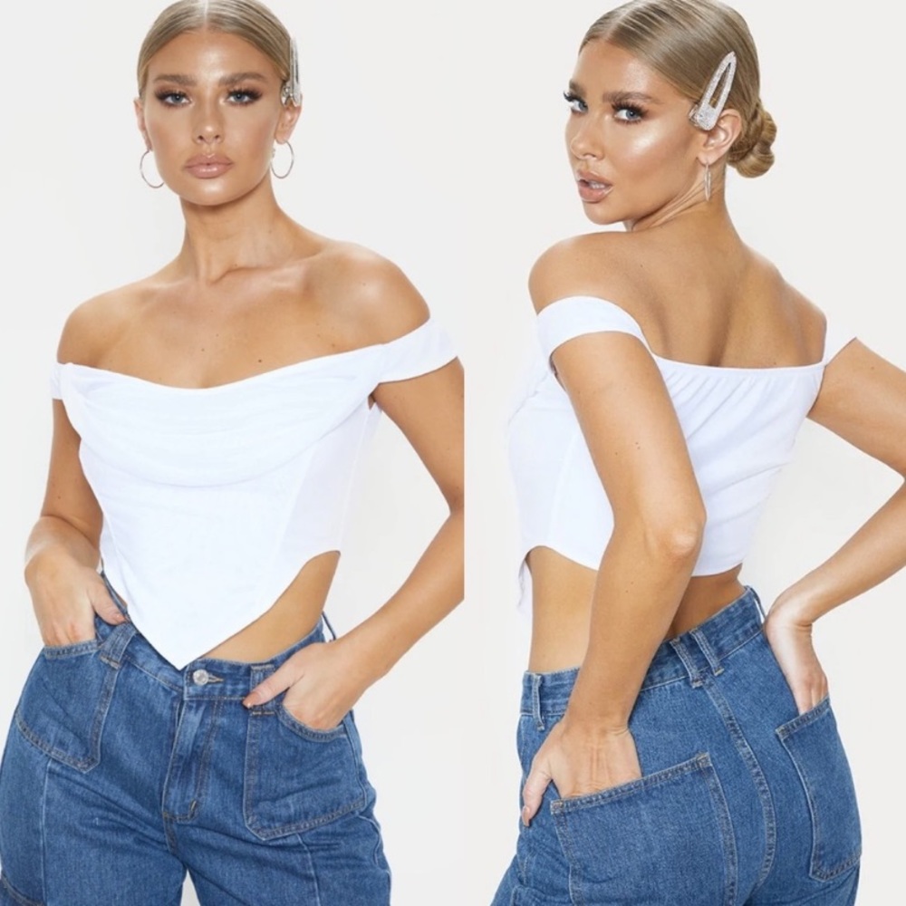 White Off The Shoulder Cottage Core Crop Top